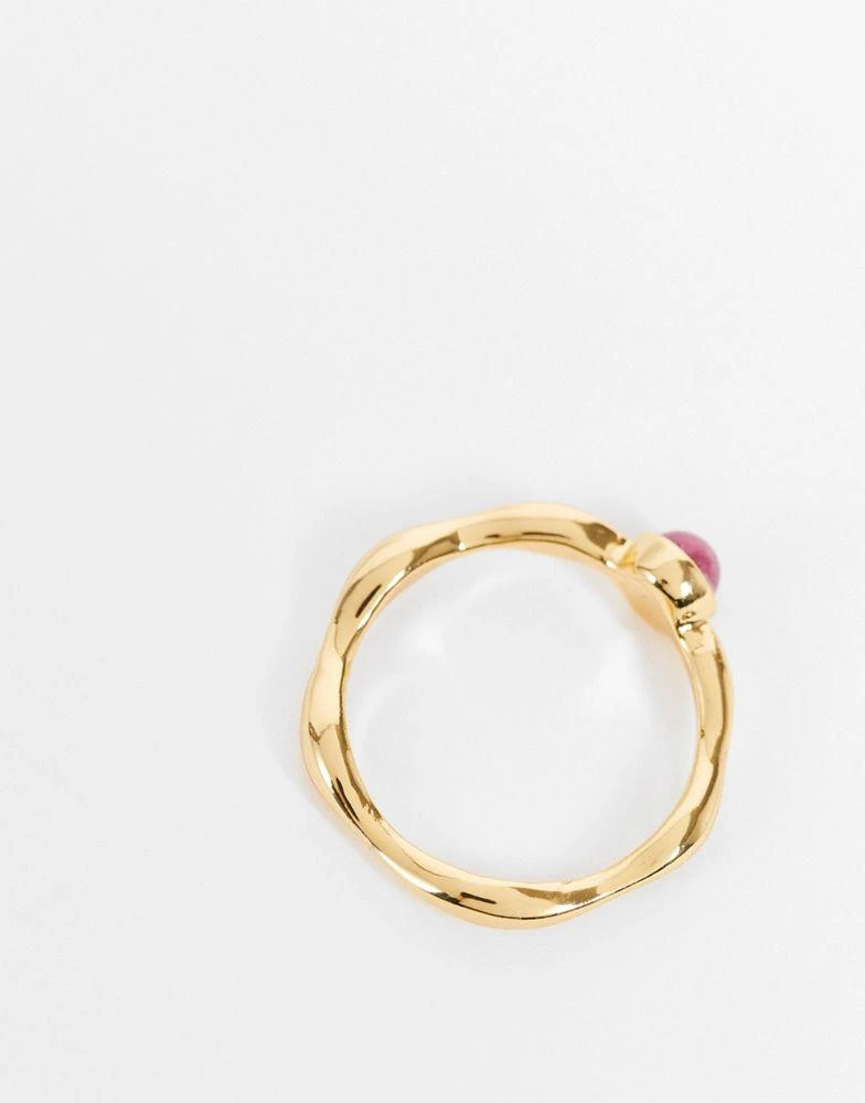 商品ASOS|ASOS DESIGN 14k gold plated ring with garnet style birthstone,价格¥115,第3张图片详细描述