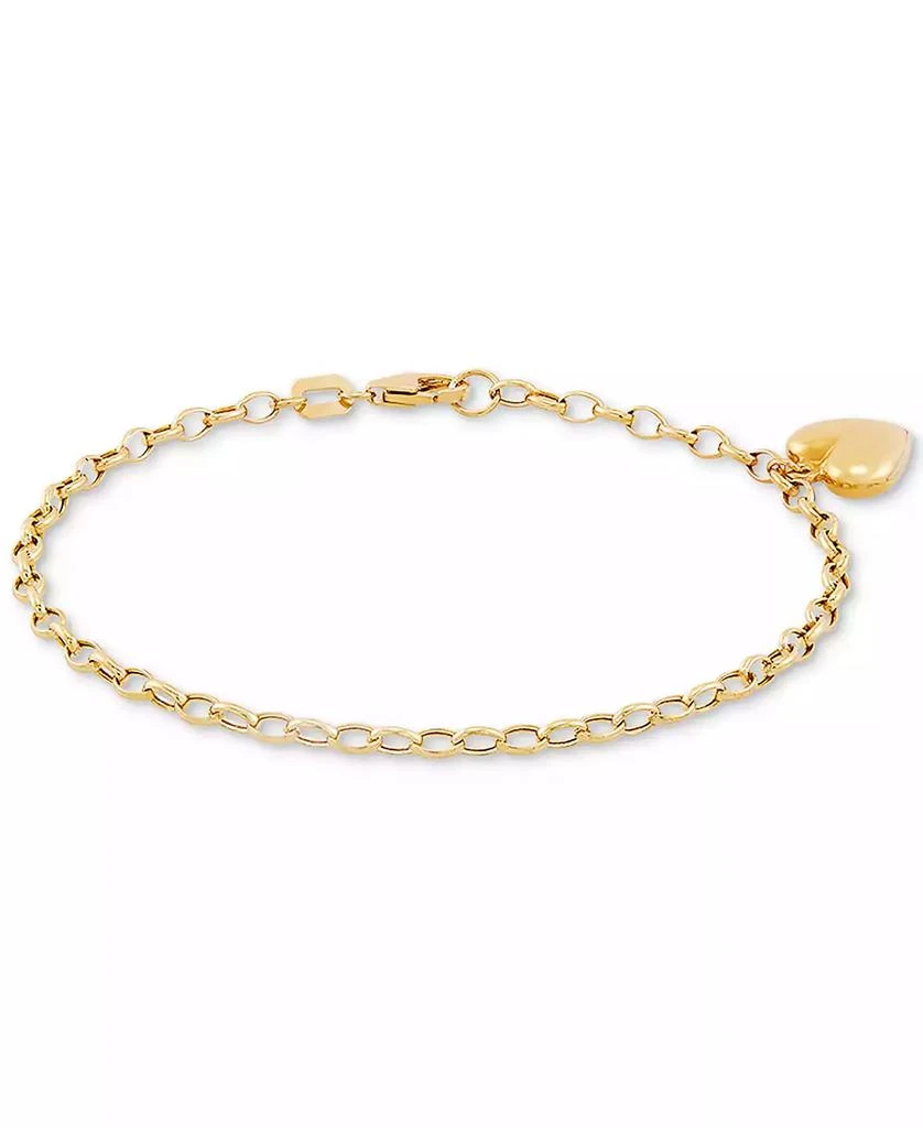 商品Macy's|Heart Charm Link Chain Bracelet in 10k Gold,价格¥1824,第1张图片