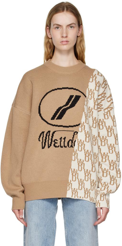 Beige Graphic Mix Sweater商品第1张图片规格展示