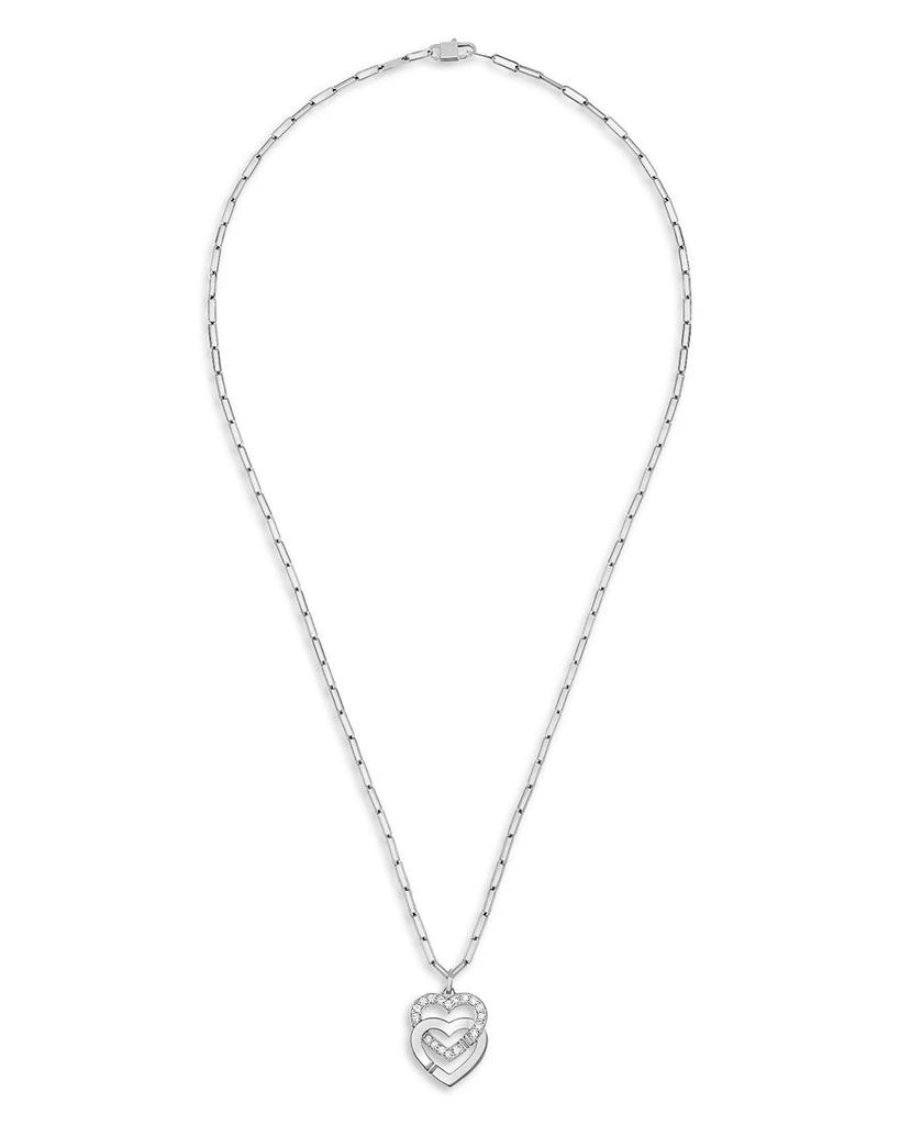 商品Dinh Van|18K White Gold Double Coeurs Diamond Pendant Necklace, 17.7",价格¥30803,第1张图片详细描述