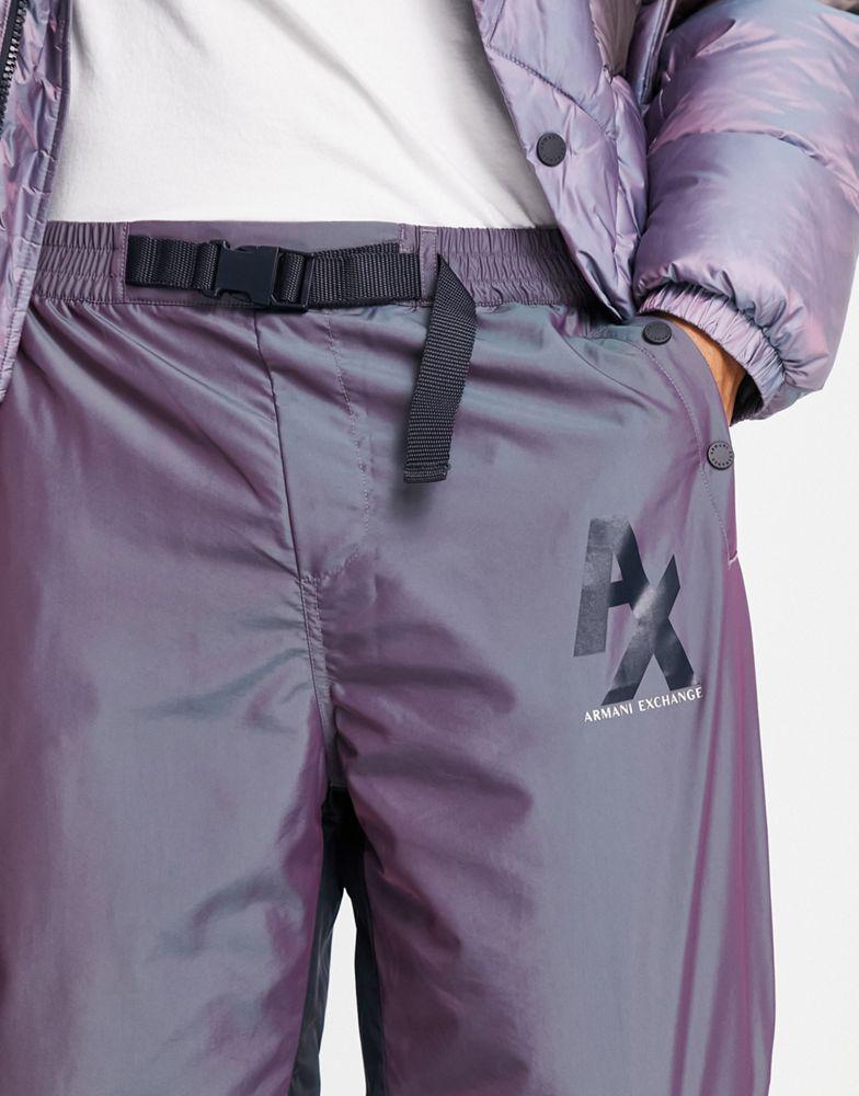 Armani Exchange irredescent joggers in purple商品第3张图片规格展示