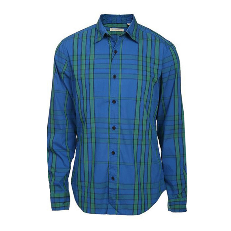 Burberry 博柏利 男士经典格纹纯棉商务休闲长袖衬衫海蓝色 3942169商品第1张图片规格展示
