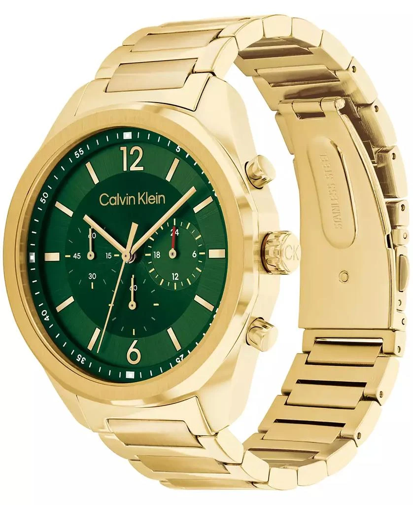 商品Calvin Klein|Men's Multifunction Gold-Tone Stainless Steel Bracelet Watch 45mm,价格¥1086,第2张图片详细描述