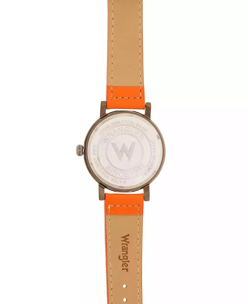 商品Wrangler|Men's Watch, 50MM Antique Grey Case with Charcoal Dial, White Arabic Numerals, with White Hands, Tan Strap with White Stitching, Over Sized Crown,价格¥271,第3张图片详细描述