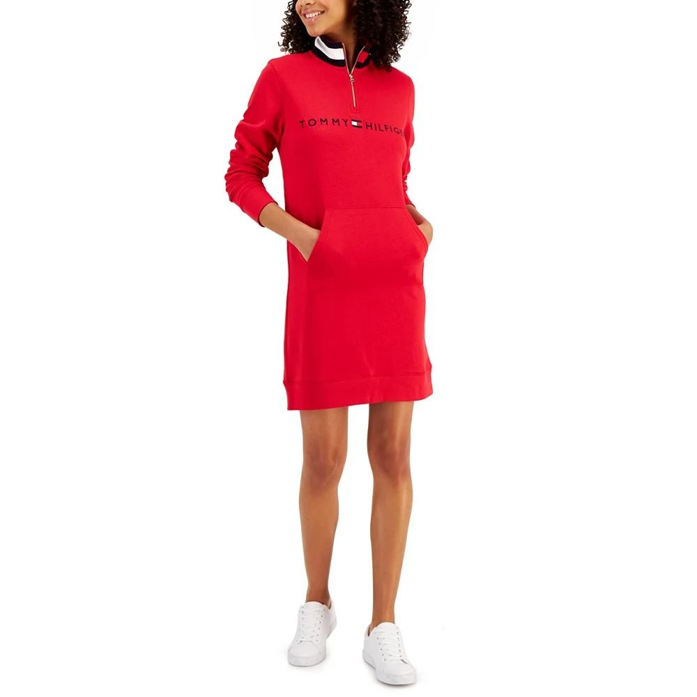 商品Tommy Hilfiger|Women's Logo Funnel-Neck Sweatshirt Dress,价格¥602,第1张图片