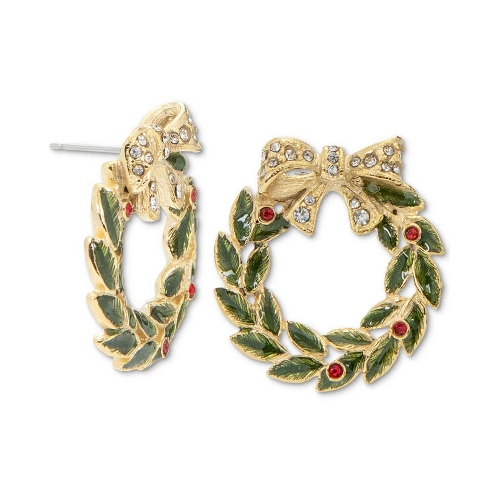 商品Charter Club|Gold-Tone Crystal & Stone Wreath Stud Earrings, Created for Macy's,价格¥113,第3张图片详细描述