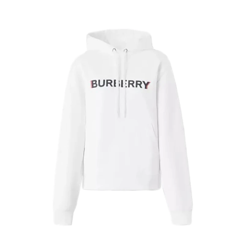 商品Burberry|【现货】博柏利 男女棉质徽标印休闲宽松连帽卫衣灰色驼色男款/黑色白色女款（4色可选）,价格¥1912,第1张图片