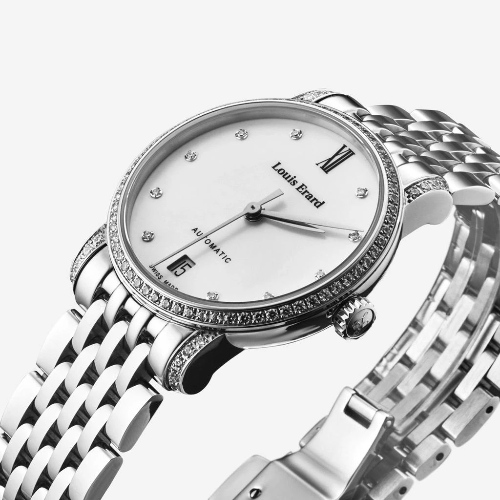 商品Louis Erard|Louis Erard Excellence Diamond White Mother of Pearl Dial Stainless Steel Ladies Automatic Watch 68235FS14.BMA34,价格¥13472,第2张图片详细描述