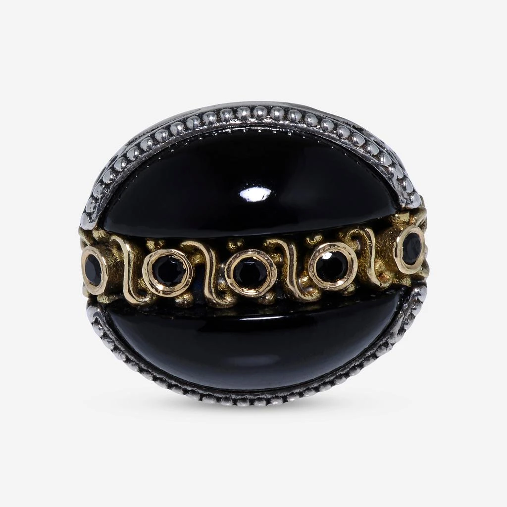 商品Konstantino|Konstantino 18K Yellow Gold and Sterling Silver and Onyx Ring Sz 8 DKJ766-314,价格¥6259,第1张图片