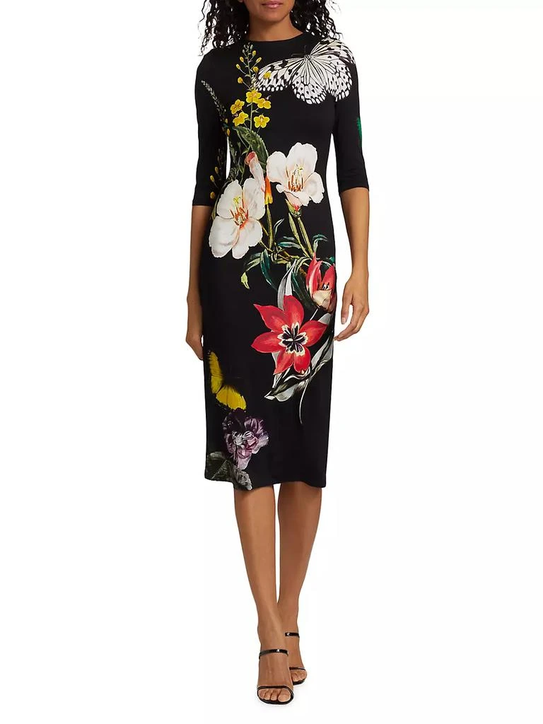 商品Alice + Olivia|Delora Floral Crewneck Midi-Dress,价格¥2944,第2张图片详细描述