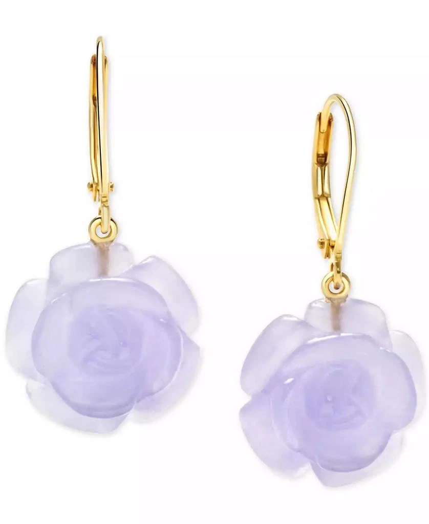 商品Macy's|Dyed Lavender Jade Flower Drop Earrings in 14k Gold-Plated Sterling Silver,价格¥374,第1张图片