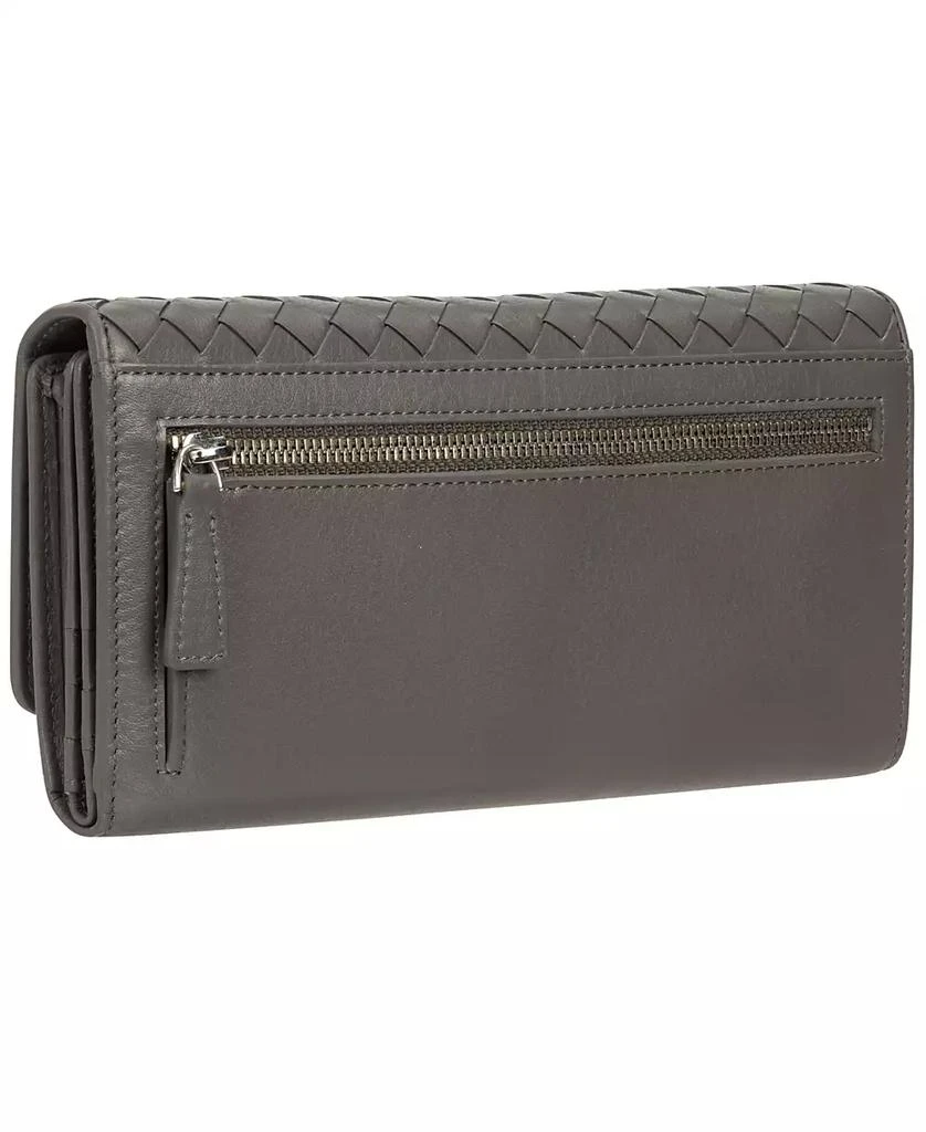 商品Mancini Leather Goods|Women's Basket Weave Collection RFID Secure Quadruple Fold Wallet,价格¥431,第3张图片详细描述