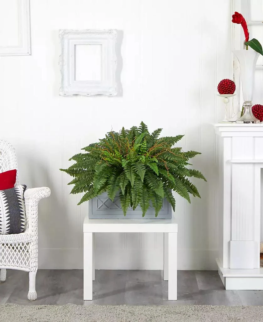 商品NEARLY NATURAL|Boston Fern Artificial Plant in Stone Planter,价格¥1268,第3张图片详细描述