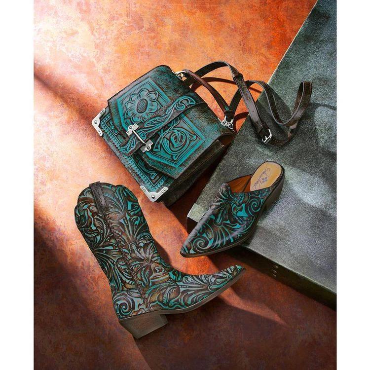 商品Patricia Nash|Turquoise Tooled Battista Mules,价格¥652,第3张图片详细描述