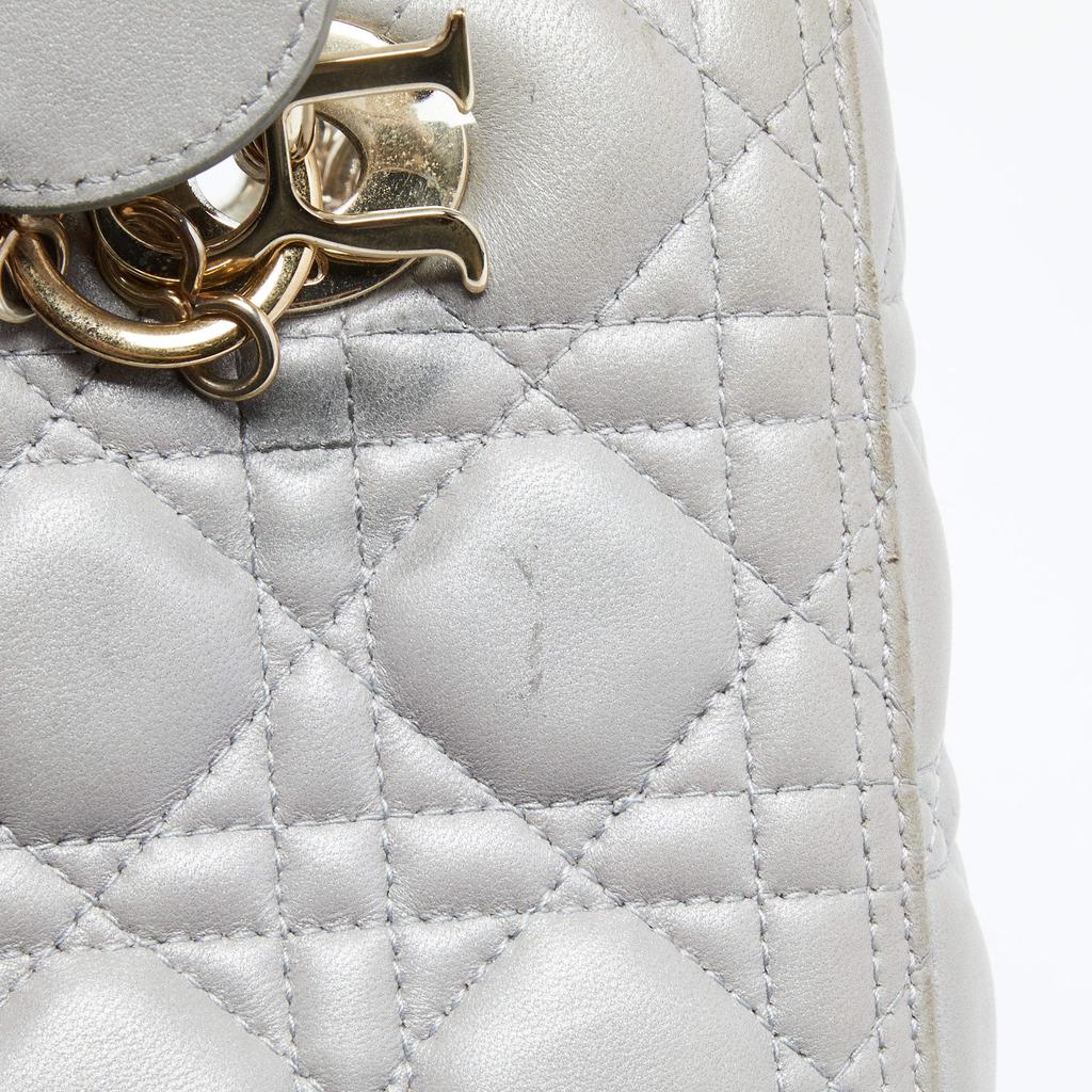 Dior Grey Cannage Leather Medium Lady Dior Tote商品第5张图片规格展示