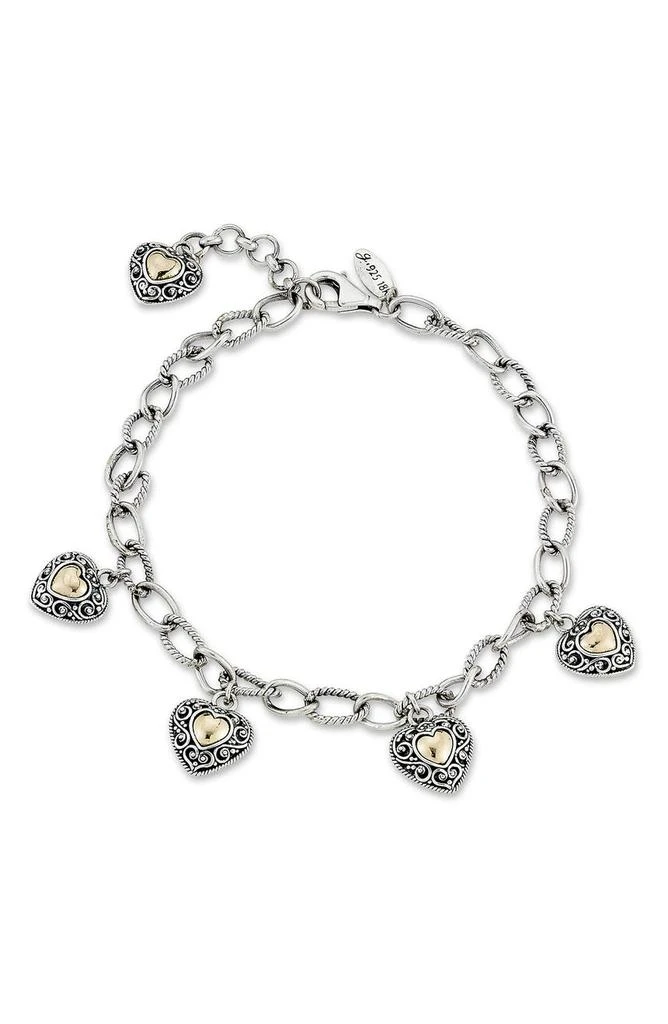 商品SAMUEL B.|Sterling Silver & 18K Gold Heart Charm Bracelet,价格¥1199,第1张图片