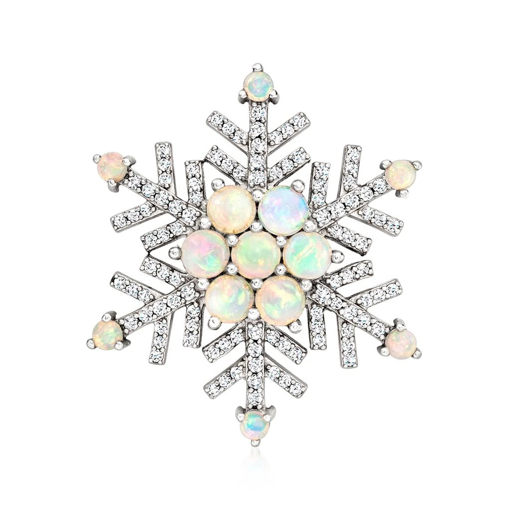 商品Ross-Simons|Opal and White Zircon Snowflake Pin/Pendant Necklace in Sterling Silver,价格¥1653,第4张图片详细描述