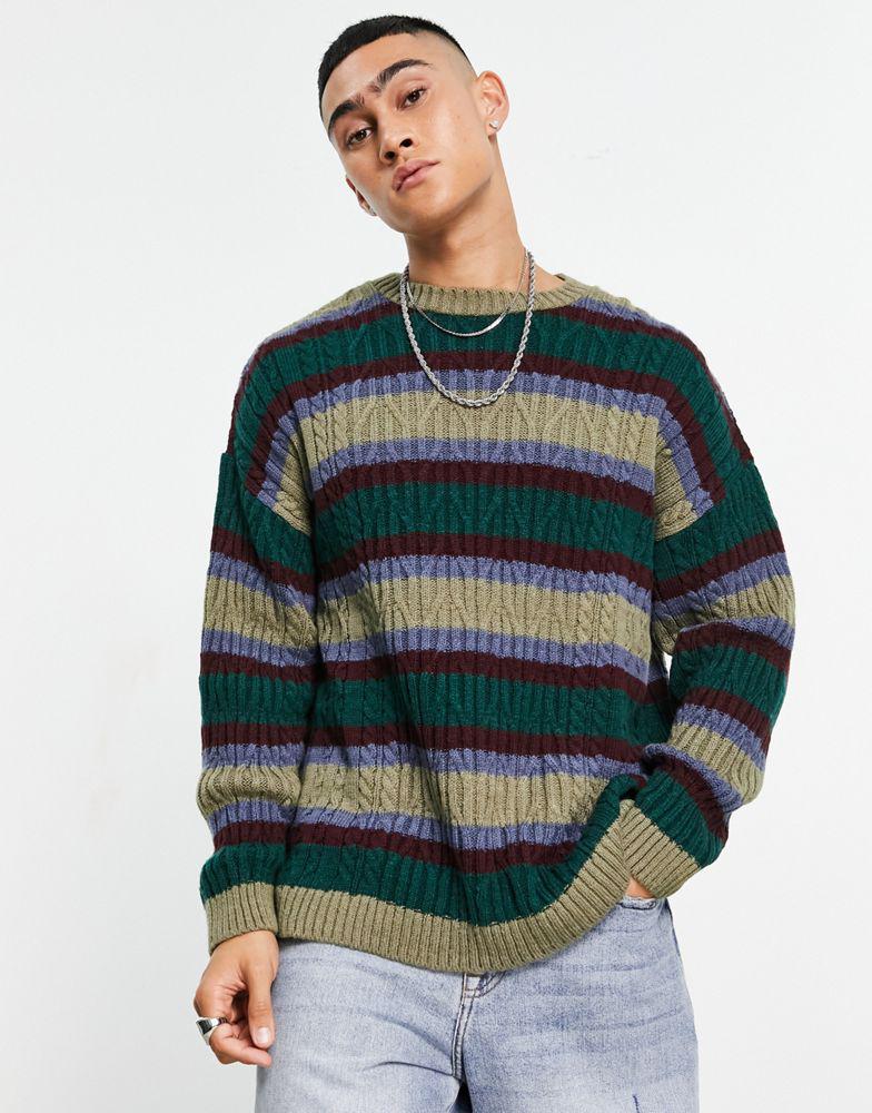 ASOS DESIGN knitted  jumper in fluffy multi stripe商品第3张图片规格展示