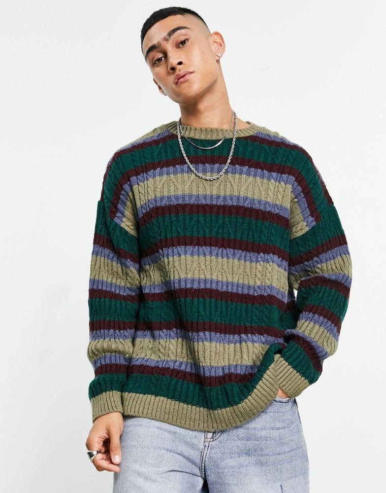 商品ASOS|ASOS DESIGN knitted  jumper in fluffy multi stripe,价格¥178,第3张图片详细描述