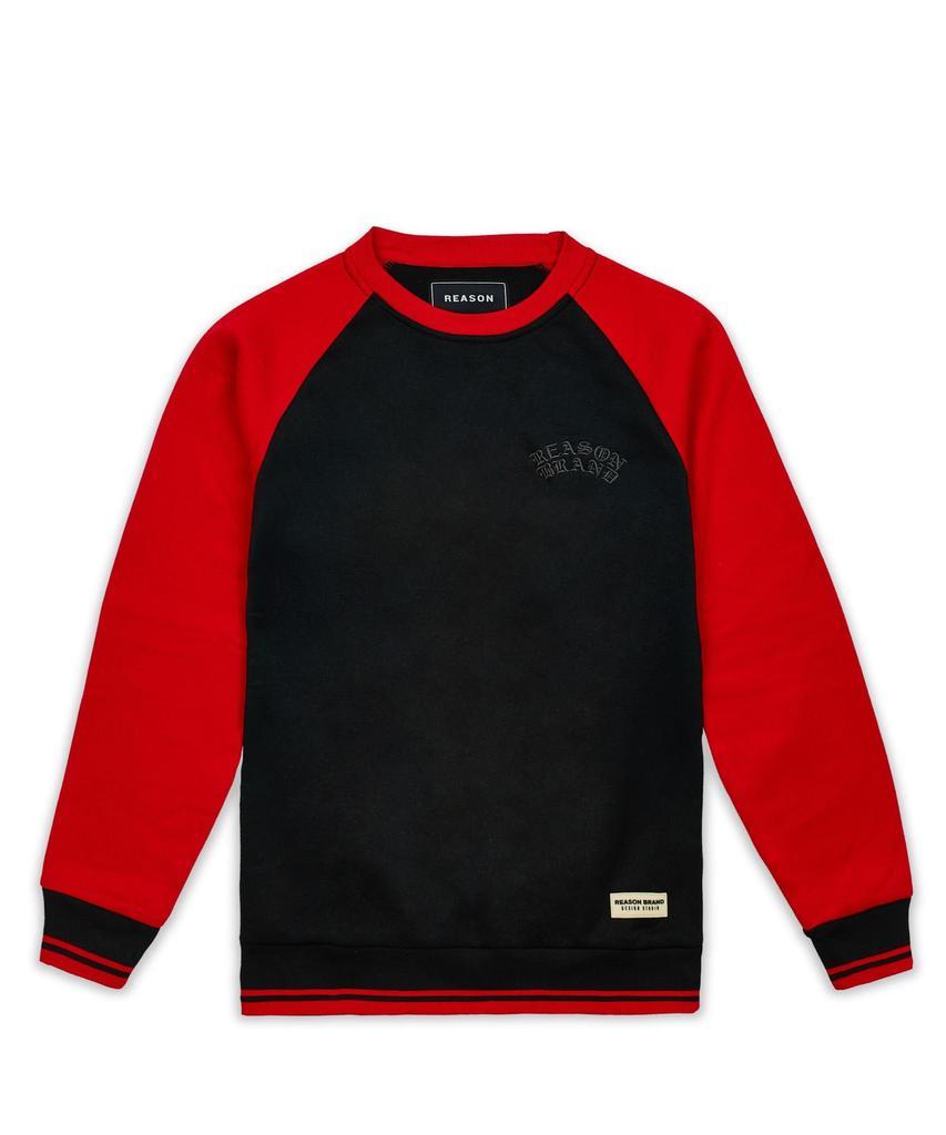 商品Reason Clothing|Nash Fleece Colorblocked Crewneck - Red,价格¥289,第5张图片详细描述