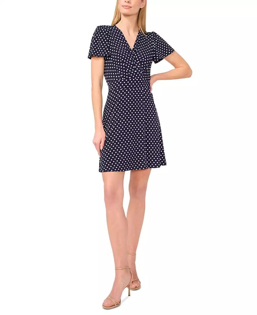 商品CeCe|Women's Knit Flutter-Sleeve Faux-Wrap Dress,价格¥333,第1张图片