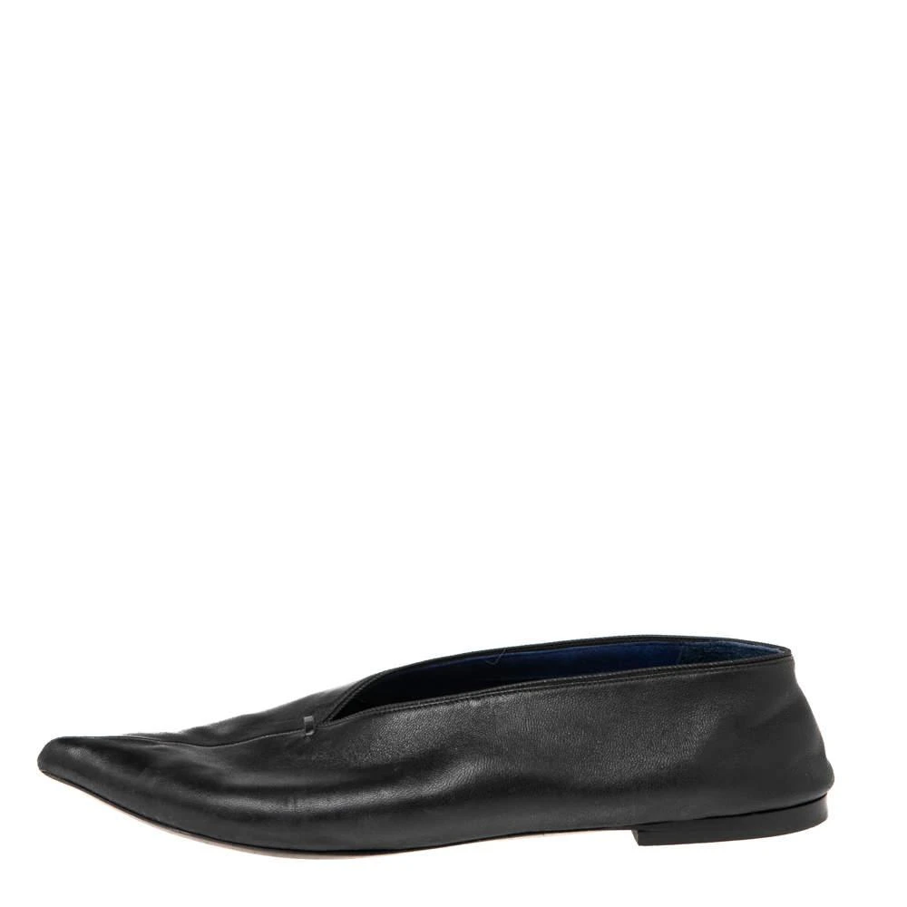 商品[二手商品] Celine|Celine Black Leather V Neck Pointed Toe Flats Size 35,价格¥814,第2张图片详细描述