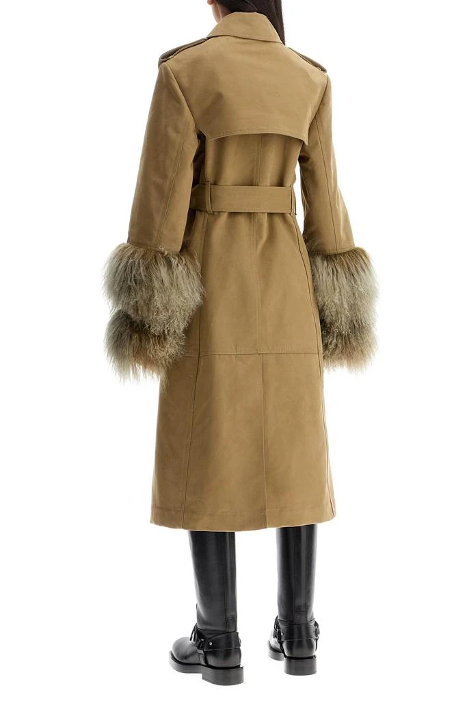 商品Burberry|long trench coat with shearling cuffs,价格¥15224,第3张图片详细描述