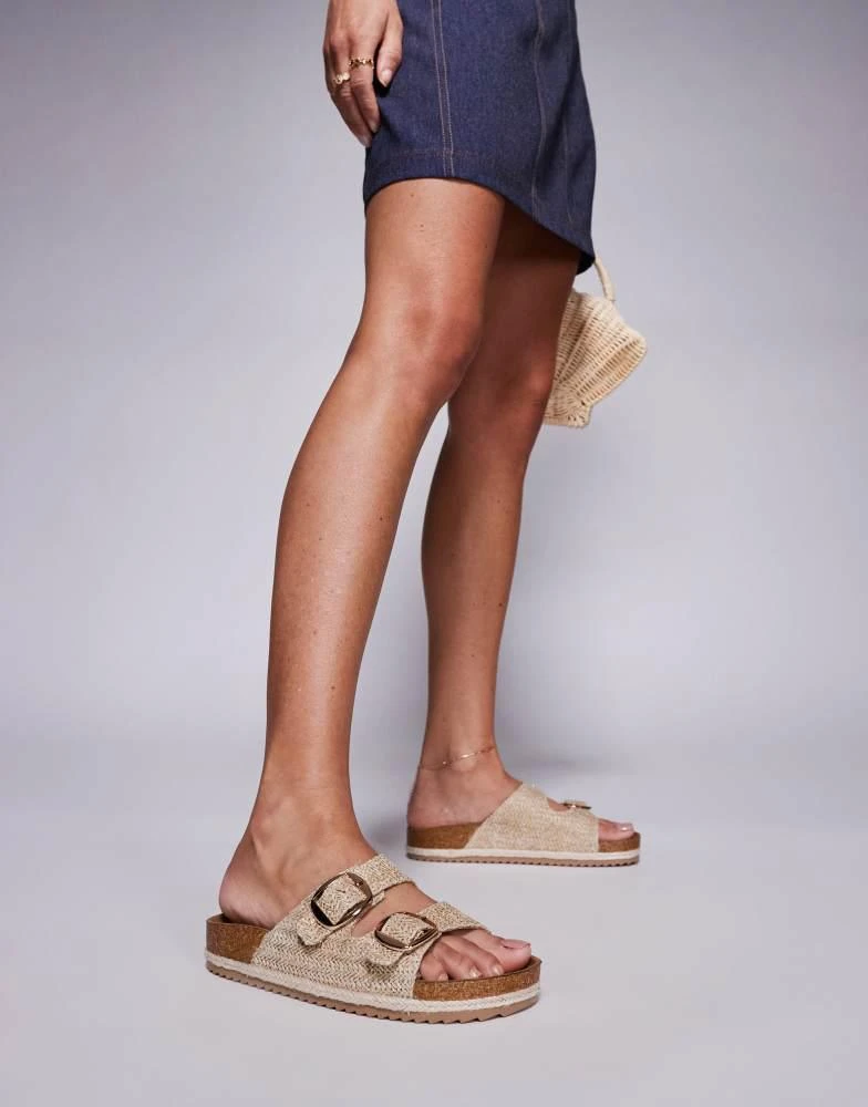 商品South Beach|South Beach double buckle espadrille sandals in natural,价格¥115,第4张图片详细描述