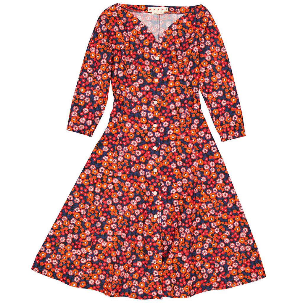 Marni Ladies Floral-print Midi Shirt Dress, Brand Size 40 (US Size 6)商品第1张图片规格展示