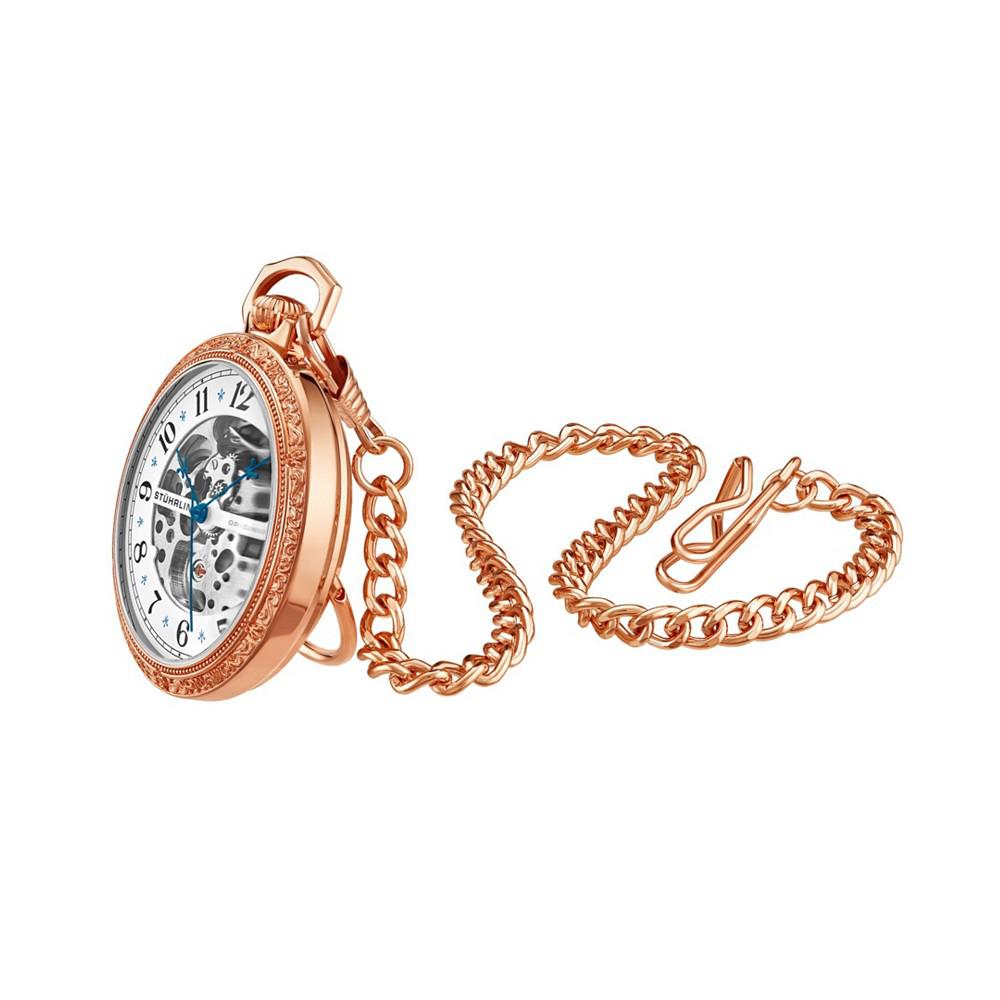 Women's Rose Gold Stainless Steel Chain Pocket Watch 48mm商品第3张图片规格展示