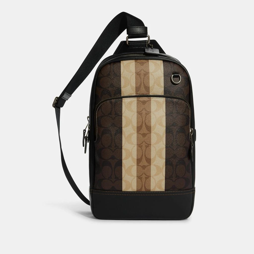 商品Coach|Coach Outlet Graham Pack In Blocked Signature Canvas With Varsity Stripe,价格¥1558,第1张图片