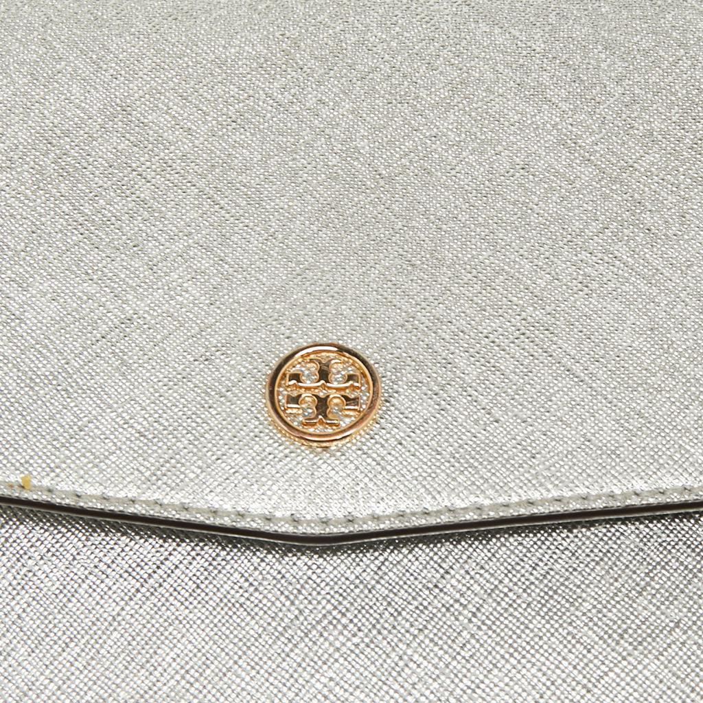 商品[二手商品] Tory Burch|Tory Burch Silver Saffiano Leather Robinson Flap Shoulder Bag,价格¥1419,第7张图片详细描述