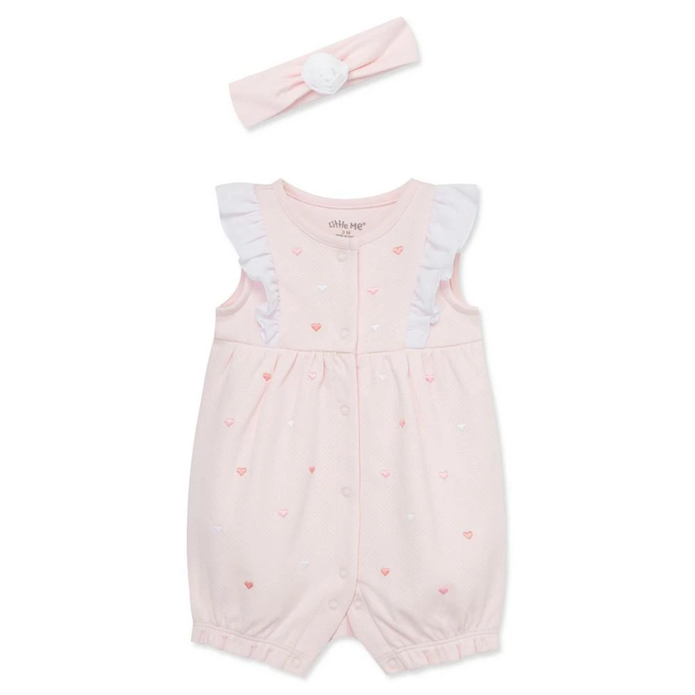 商品Little Me|Baby Girls Hearts Romper with Headband,价格¥137,第1张图片