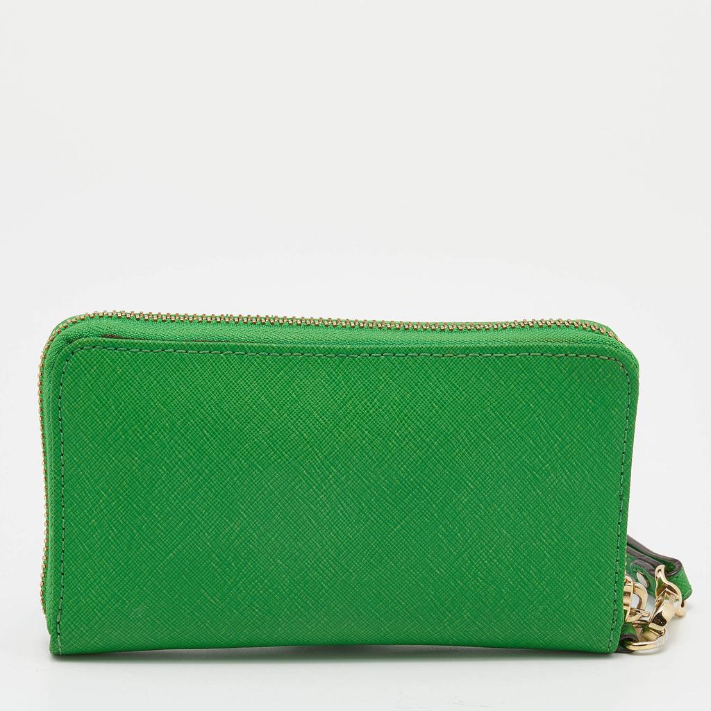 Michael Kors Green Leather Jet Set Zip Around Wristlet Wallet商品第4张图片规格展示