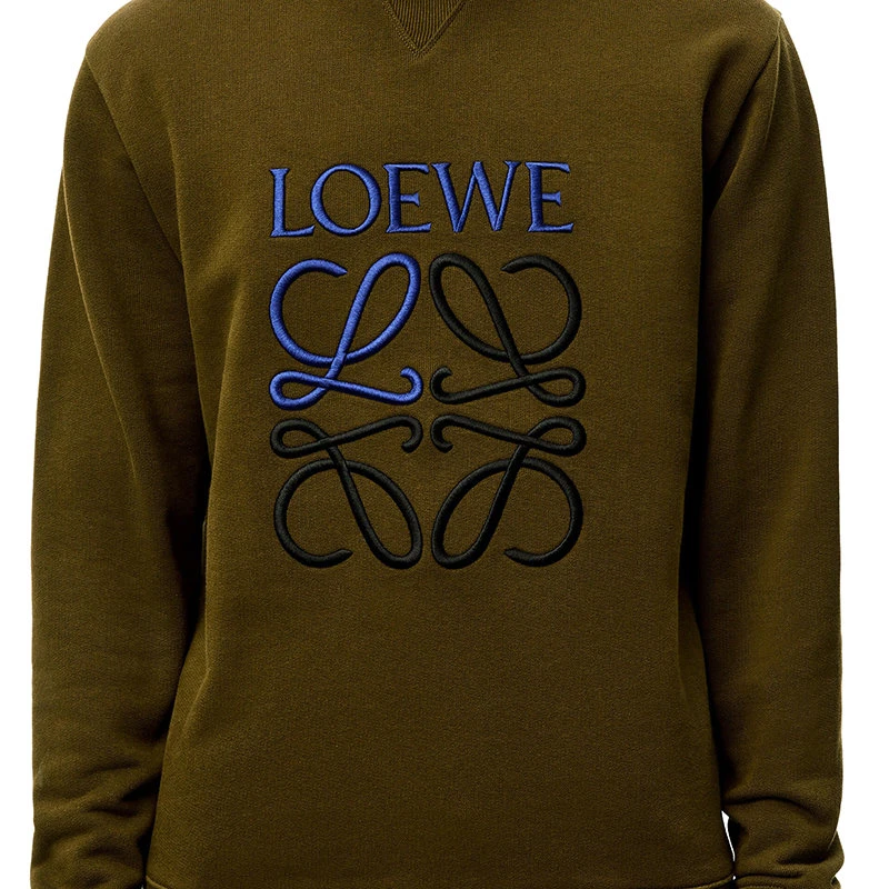 【预售3-7天】LOEWE/罗意威 22年早春新款 男士深卡其绿色棉质抓绒双色Anagram刺绣卫衣H526Y24J07-3969 商品