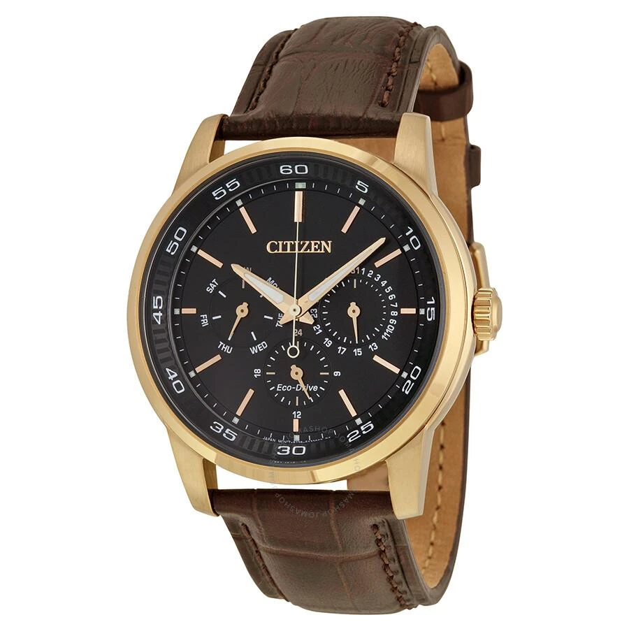 商品Citizen|Dress Eco-Drive Black Dial Brown Leather Men's Watch BU2013-08E,价格¥1653,第1张图片