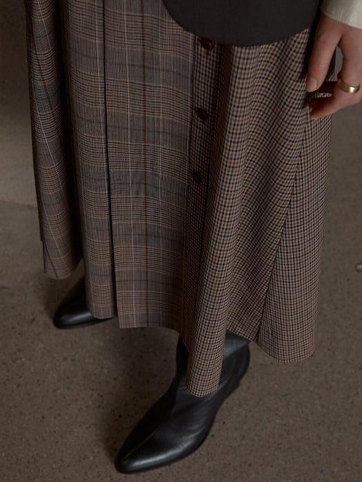 商品FRONTROW|Pleated Check Midi Skirt,价格¥702,第6张图片详细描述