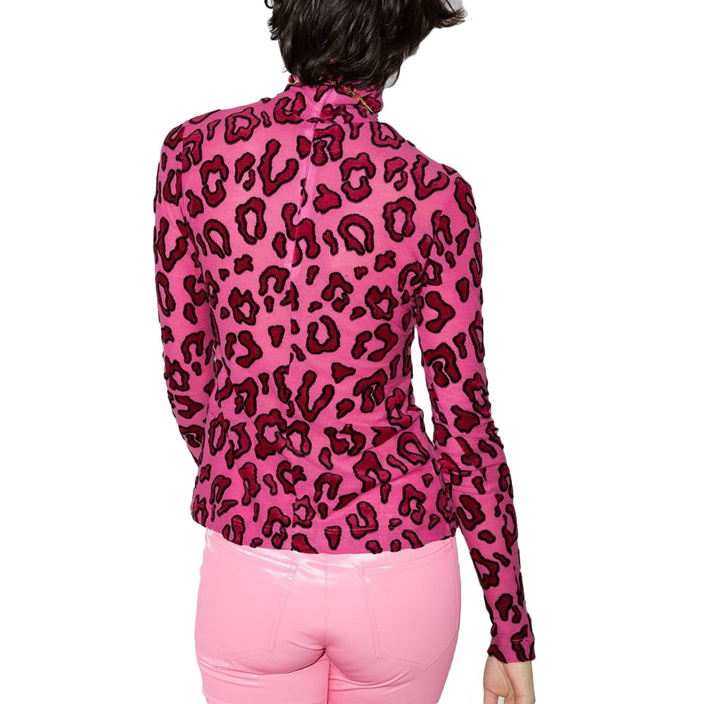 AMBUSH 女士粉色豹纹印花高领长袖T恤 BMAB007-F20JER001-3030商品第3张图片规格展示
