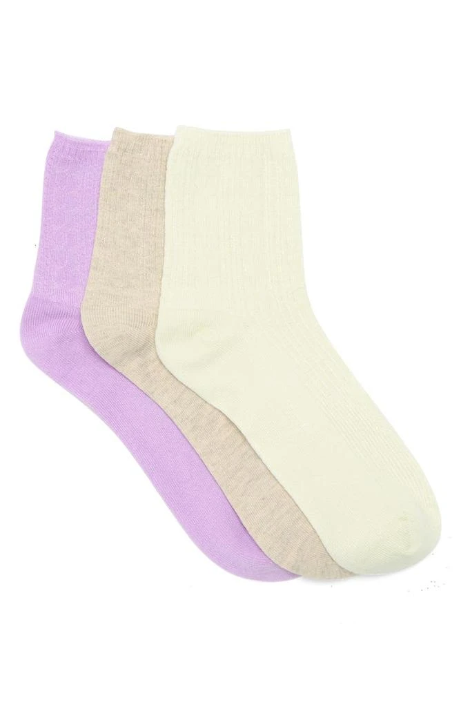 商品Nordstrom|3-Pack Mixed Textured Anklet Socks,价格¥34,第1张图片