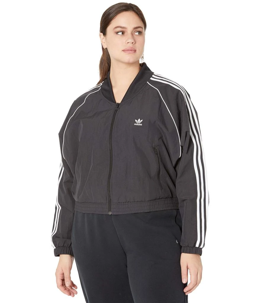商品Adidas|Plus Size 3-Stripes Short Track Top,价格¥345,第1张图片