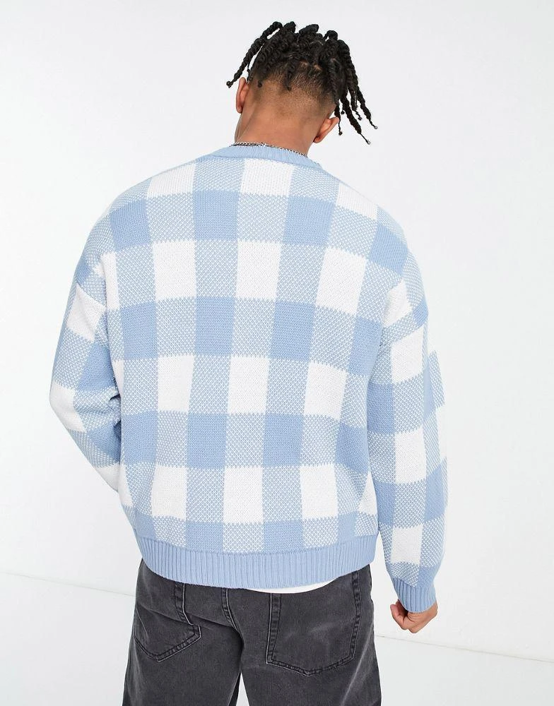 商品ASOS|ASOS DESIGN knitted jumper in blue gingham,价格¥209,第2张图片详细描述