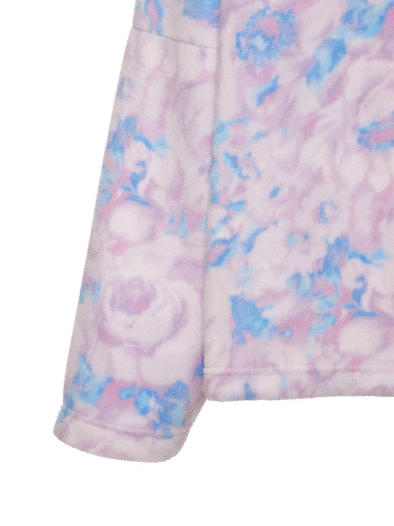 Floral Print High Collar Fleece Jacket商品第4张图片规格展示