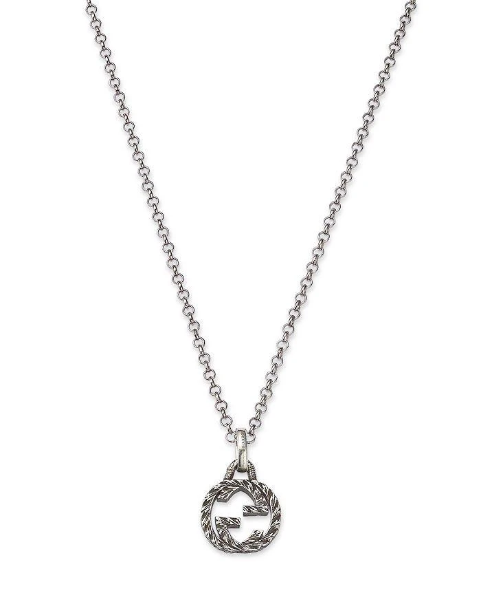 商品Gucci|Sterling Silver Interlocking G Pendant Necklace, 17.5",价格¥2460,第1张图片详细描述