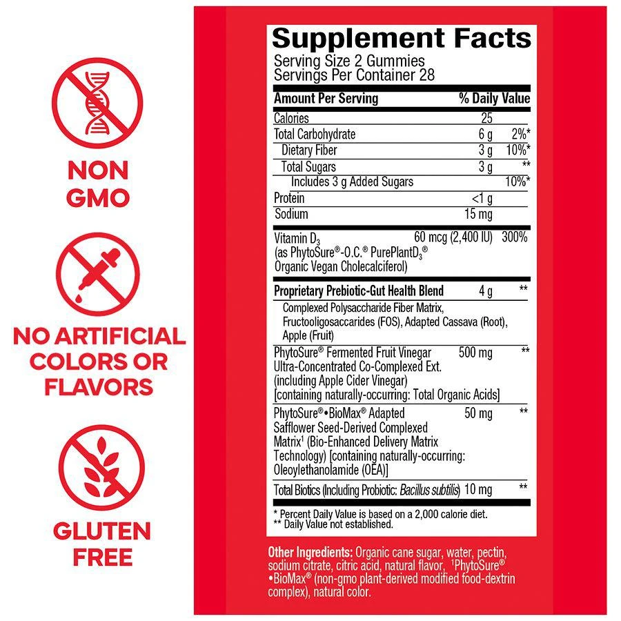 商品Konsyl|Gut Health Apple Cider Vinegar Fiber Gummies,价格¥67,第3张图片详细描述