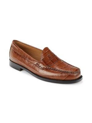 商品G.H. Bass|Logan Croc Embossed Leather Loafers,价格¥825,第2张图片详细描述