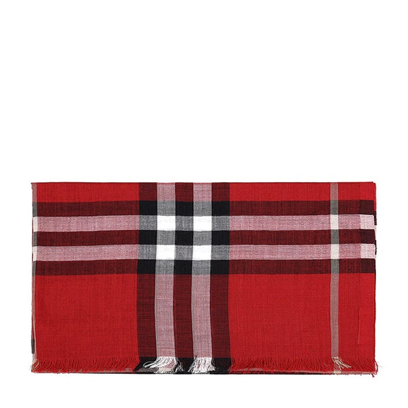 Burberry 巴宝莉 女士红色格纹轻盈混纺围巾 3954620-红色 商品