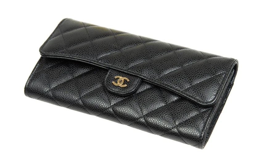 商品[国内直发] Chanel|香奈儿 23P 经典长款 颗粒压花小牛皮配金属 卡包钱包 女款 黑色,价格¥15378,第4张图片详细描述