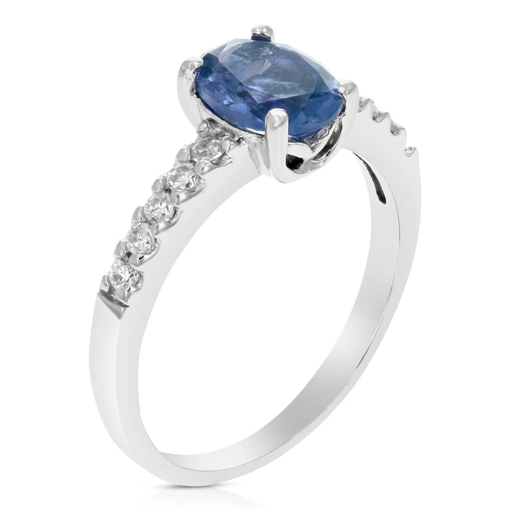 商品Vir Jewels|1.20 cttw Created Blue Sapphire Ring .925 Sterling Silver Rhodium Oval 8x6 MM,价格¥477,第1张图片