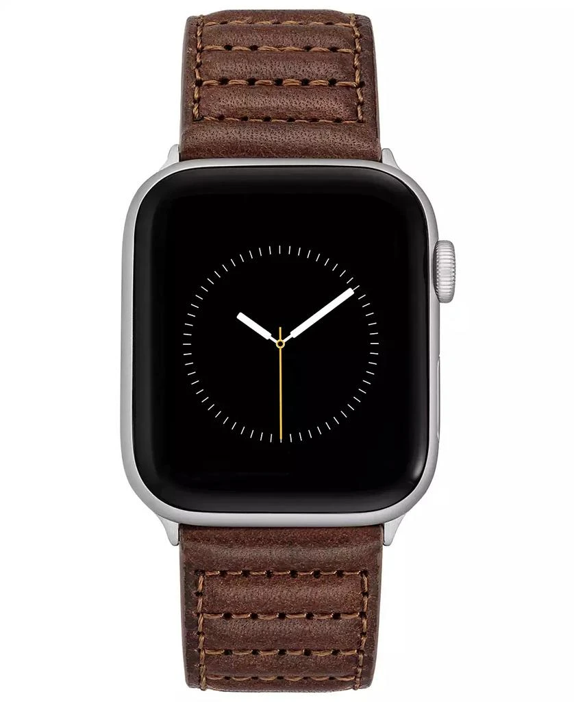 商品Vince Camuto|Men's Brown Stitched Pattern Premium Leather Band Compatible with 42/44/45/Ultra/Ultra 2 Apple Watch,价格¥491,第1张图片
