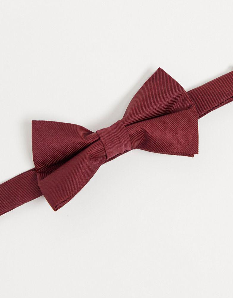 商品ASOS|ASOS DESIGN satin bow tie in burgundy,价格¥37,第6张图片详细描述